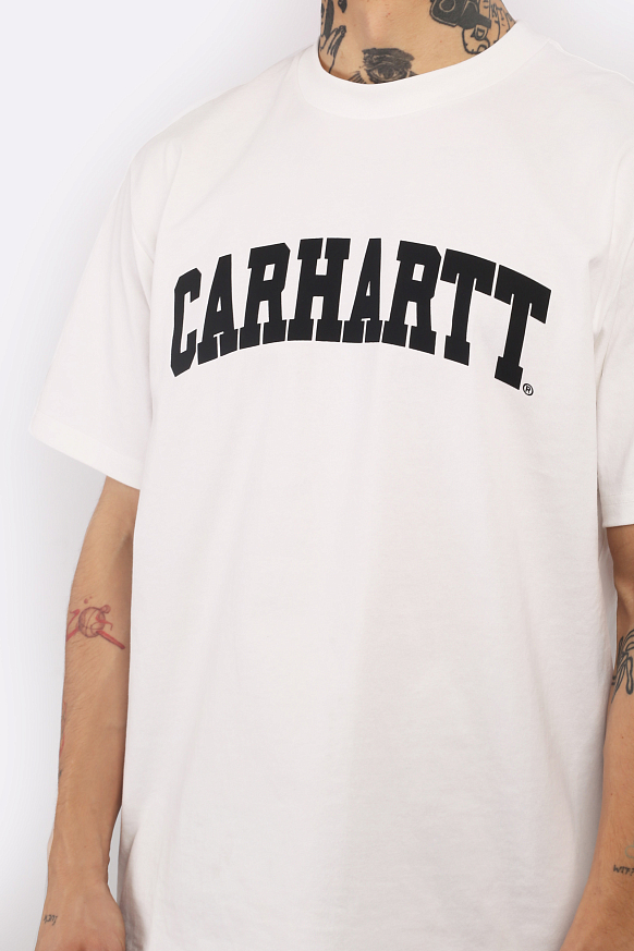 Мужская футболка Carhartt WIP S/S University T-Shirt (I028990-white/black) - фото 5 картинки
