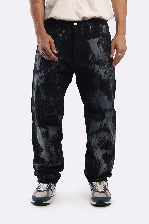 Мужские джинсы Hombre Nino Tie Dye 5 Pocket Pants (0222-PT0005-black) - фото 2 картинки