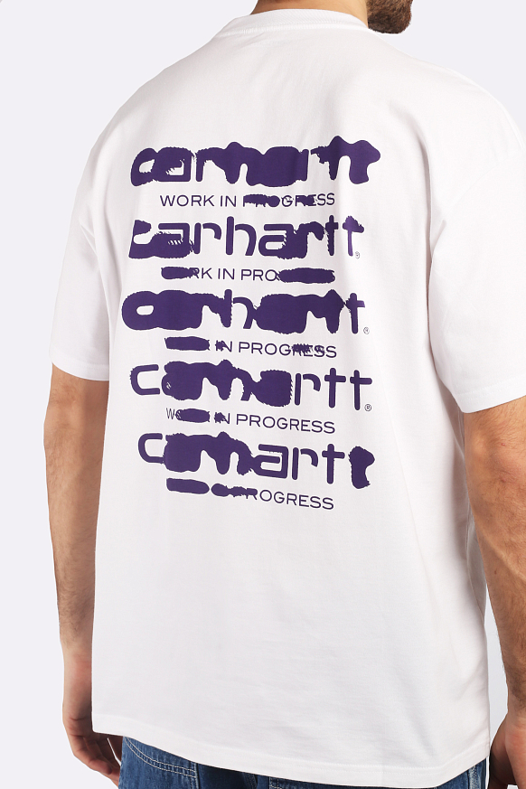 Мужская футболка Carhartt WIP S/S Ink Bleed T-Shirt (I032878-white/tyrian) - фото 5 картинки