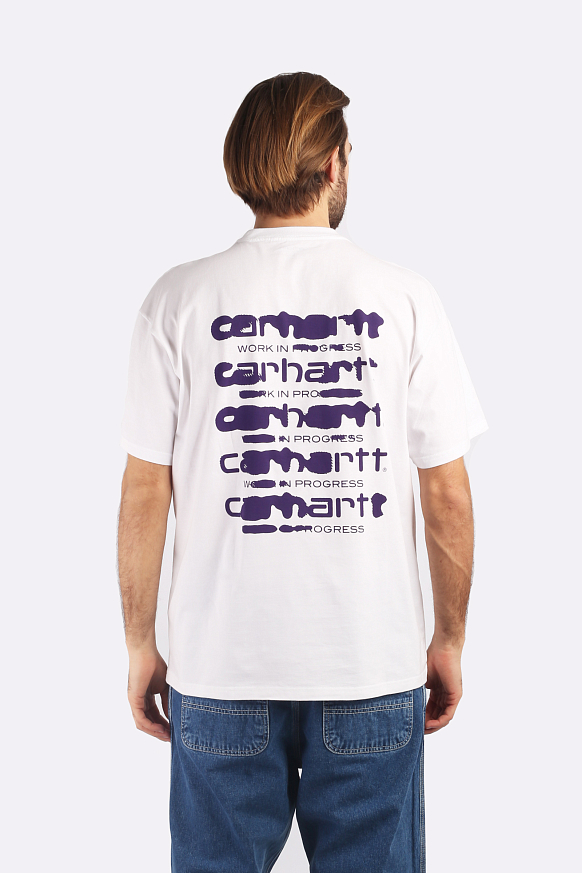 Мужская футболка Carhartt WIP S/S Ink Bleed T-Shirt (I032878-white/tyrian) - фото 4 картинки