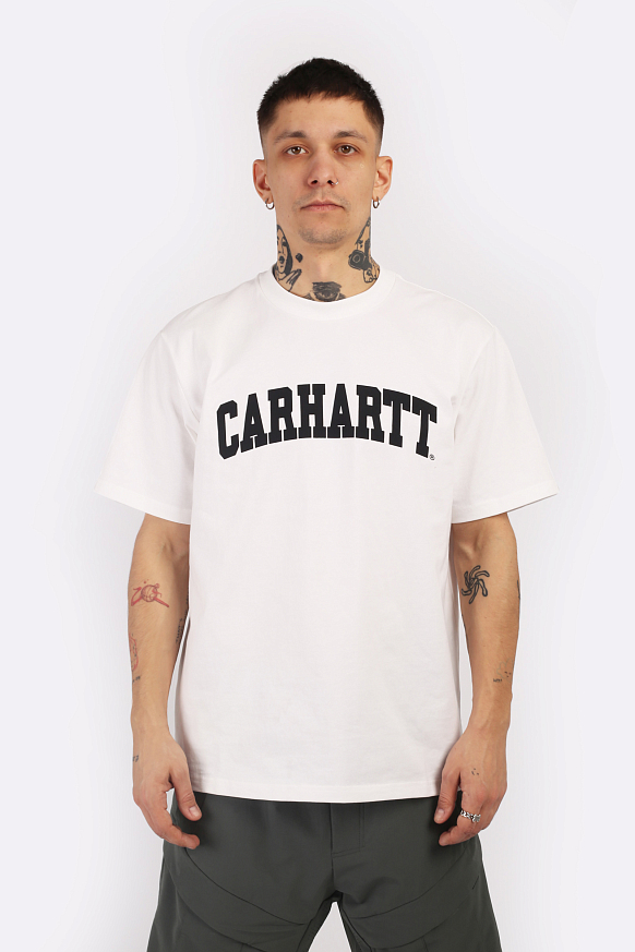 Мужская футболка Carhartt WIP S/S University T-Shirt (I028990-white/black) - фото 2 картинки