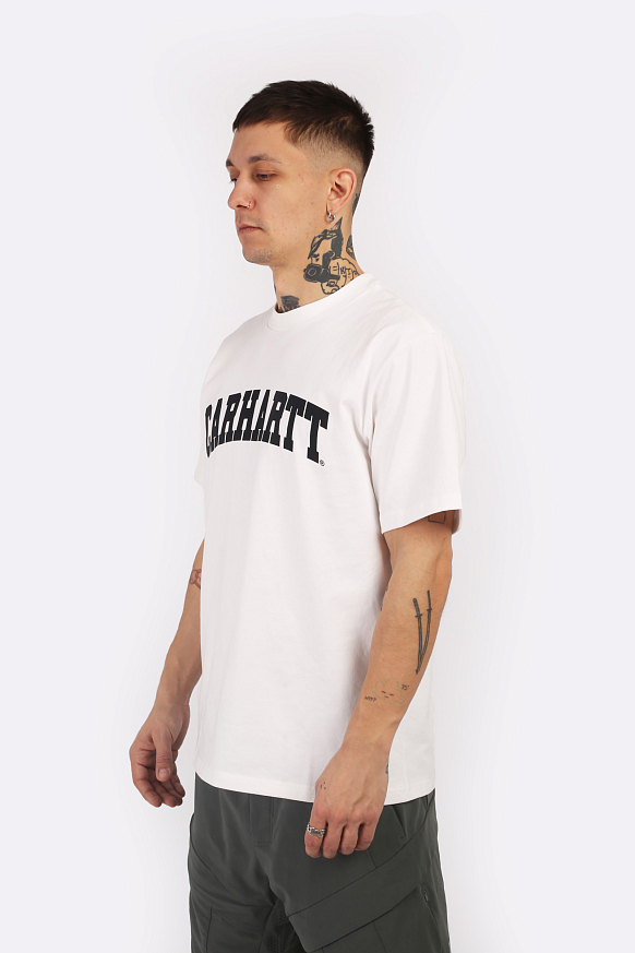 Мужская футболка Carhartt WIP S/S University T-Shirt (I028990-white/black) - фото 3 картинки