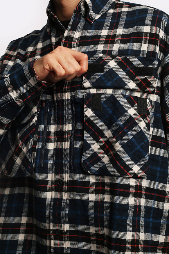 Мужская рубашка Hombre Nino Plaid Mulri Pocket Shirt (0231-SH0002-wth/navy) - фото 3 картинки