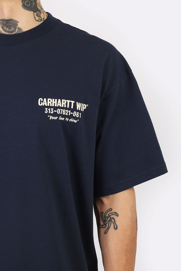 Мужская футболка Carhartt WIP S/S Less Troubles T-Shirt (I033187-blue/wax) - фото 6 картинки