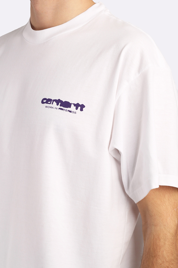 Мужская футболка Carhartt WIP S/S Ink Bleed T-Shirt (I032878-white/tyrian) - фото 6 картинки