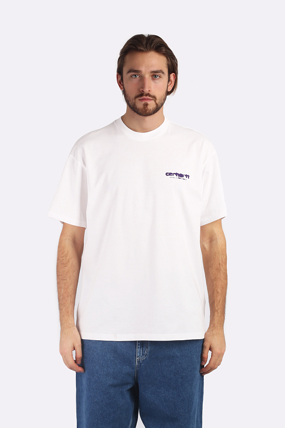 Мужская футболка Carhartt WIP S/S Ink Bleed T-Shirt (I032878-white/tyrian) - фото 2 картинки