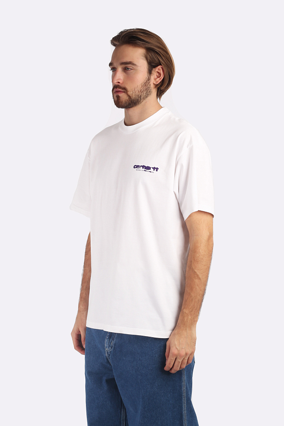 Мужская футболка Carhartt WIP S/S Ink Bleed T-Shirt (I032878-white/tyrian) - фото 3 картинки