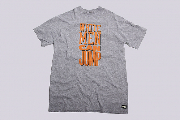 Мужская футболка Hard White Men Can Jump (WhtMen CanJump-grey)