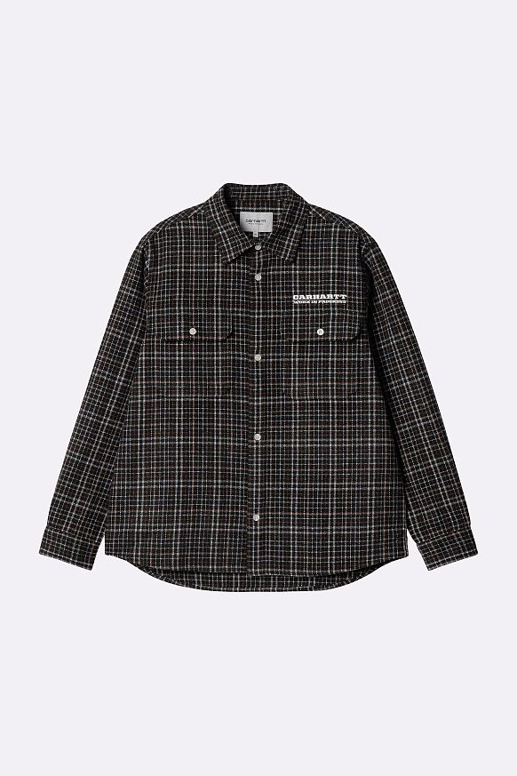 Мужская рубашка Carhartt WIP L/S Runaway Millett Shirt (I034383-Millettch blk/wax)