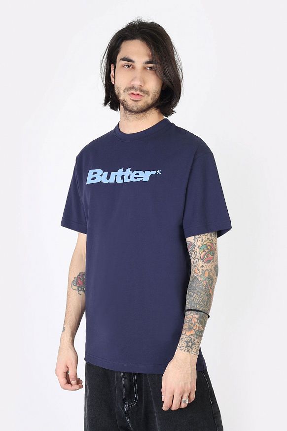 Мужская футболка Butter Goods Wordmark Puff Tee (Wordmark puff-navy)