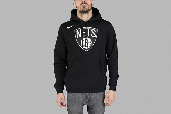 Мужская толстовка Nike Brooklyn NETS Hoodie Club Logo (881113-010)