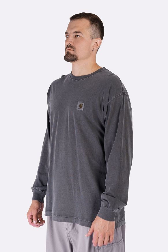Мужской лонгслив Carhartt WIP L/S Nelson T-Shirt (I029948-graphite garm dyd) - фото 4 картинки