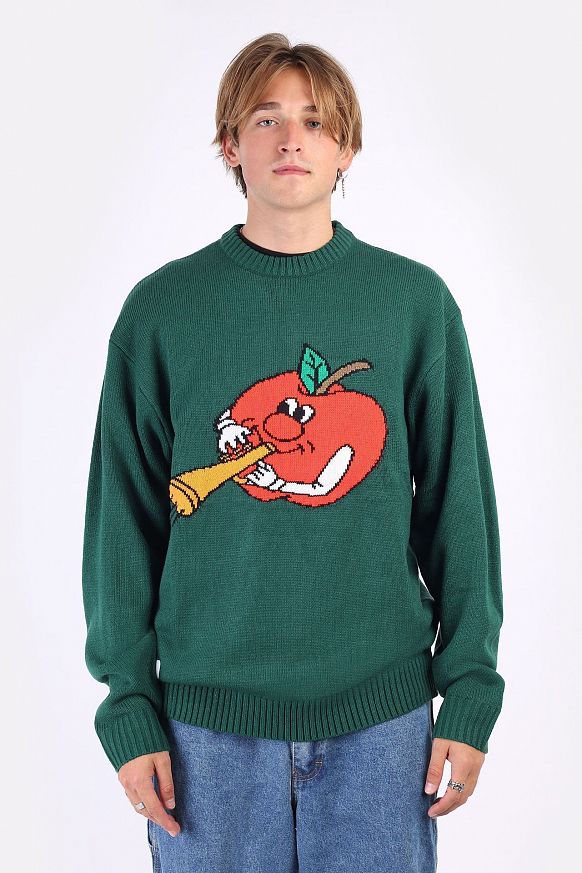 Мужской свитер Butter Goods Apple Knit Sweater (APPLE-forest green) - фото 3 картинки