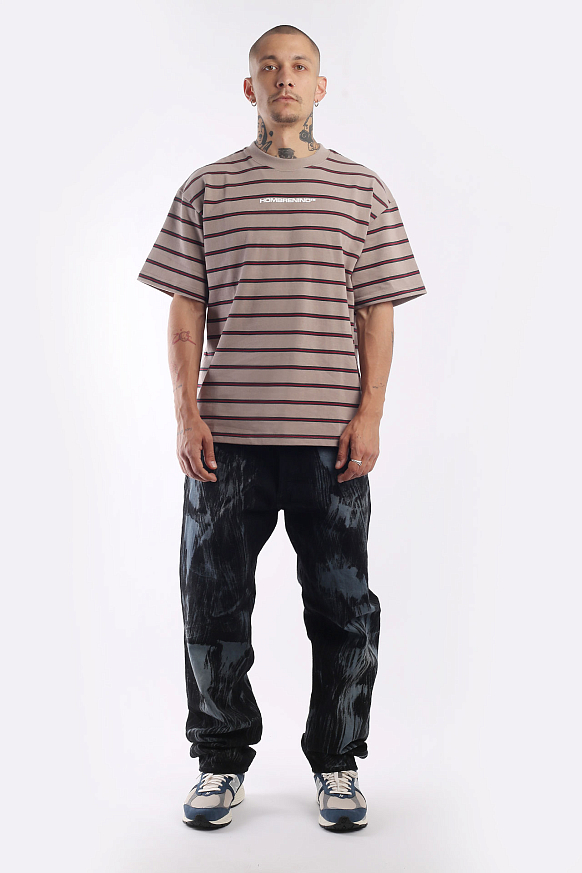 Мужская футболка Hombre Nino Stripe S/S Tee (0231-CT0003-beige) - фото 6 картинки