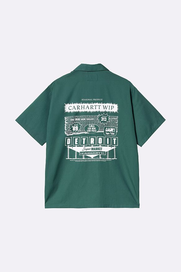 Мужская рубашка Carhartt WIP S/S Deli Shirt (I034738-rainforest/white) - фото 2 картинки