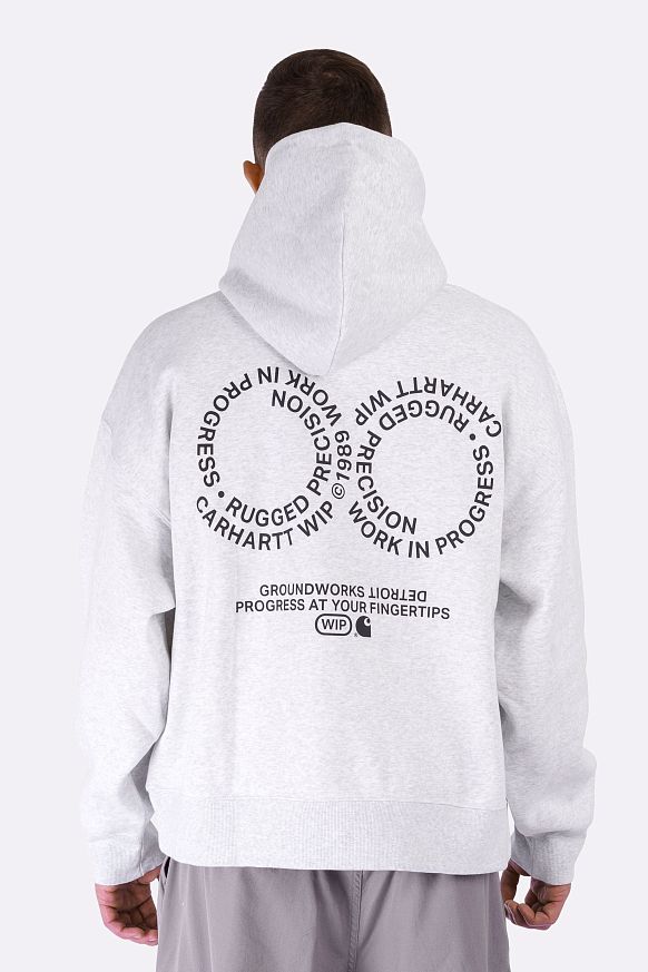 Мужская толстовка Carhartt WIP Hooded Rotation Sweat (I034690-ash heather/blk) - фото 5 картинки