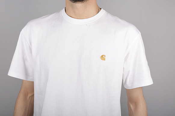 Мужская футболка Carhartt WIP S/S Chase T-Shirt (I026391-white/gold) - фото 2 картинки