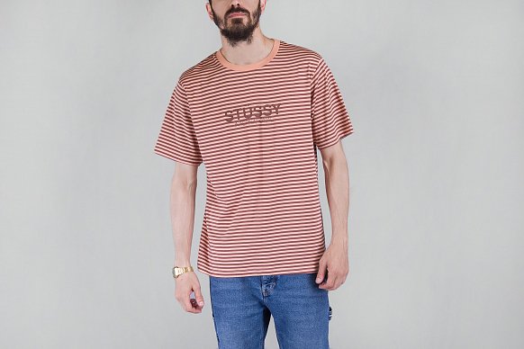 Мужская футболка Stussy Stripe Crew Tee (1140010-peach)