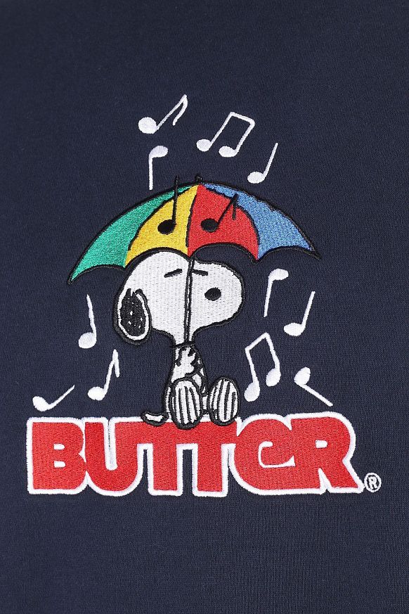 Мужская толстовка Butter Goods x Peanuts Umbrella Embroidered Crewneck Sweatshirt (Umbrella Crewneck Navy) - фото 2 картинки