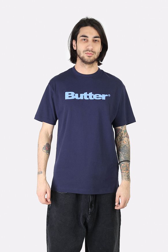 Мужская футболка Butter Goods Wordmark Puff Tee (Wordmark puff-navy) - фото 4 картинки