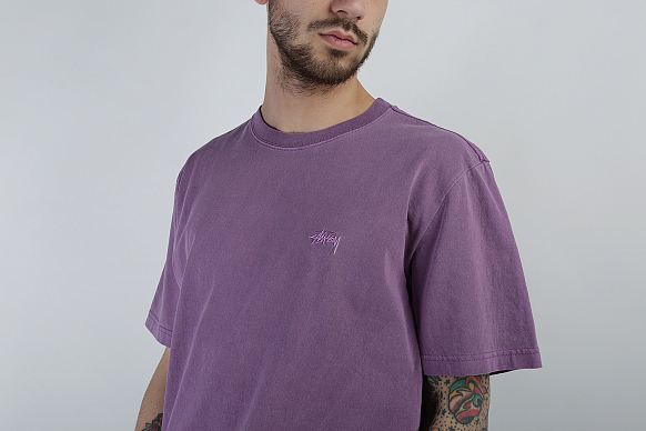 Мужская футболка Stussy Stock S/SL Crew (1140137-purple) - фото 3 картинки
