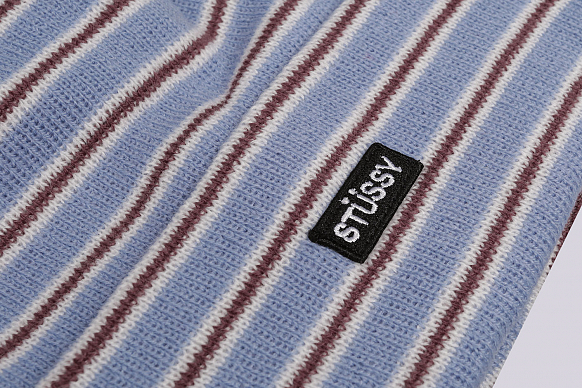 Шапка Stussy Striped FA18 Cuff Beanie (132897-blue) - фото 2 картинки