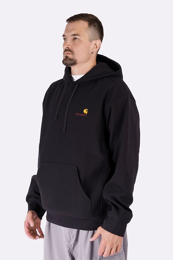 Мужская толстовка Carhartt WIP Hooded American Script Sweat (I028279-black) - фото 3 картинки
