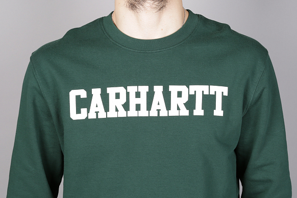 Мужская толстовка Carhartt WIP College Sweat (I024668-tsmna/wht) - фото 3 картинки