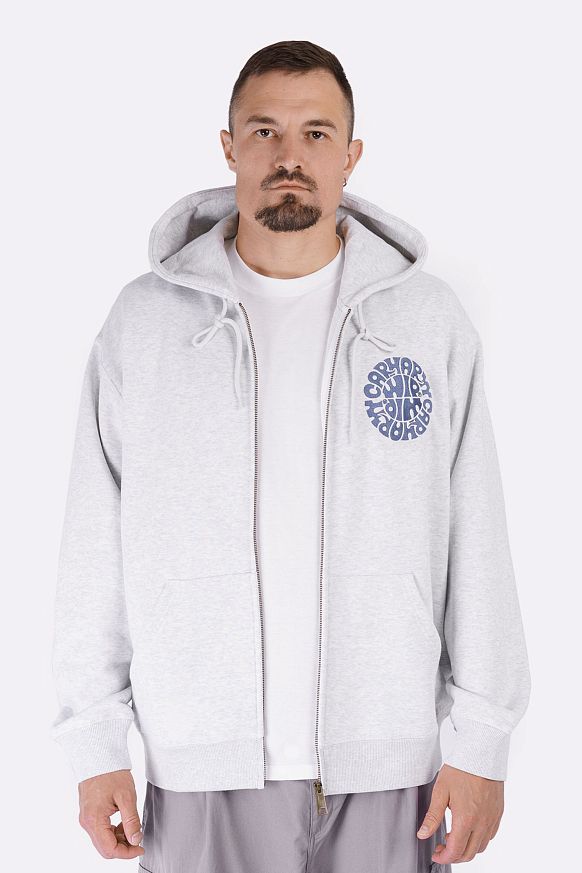 Мужская толстовка Carhartt WIP Hooded Nelson Sweat (I034731-ash heat/blu iris) - фото 4 картинки