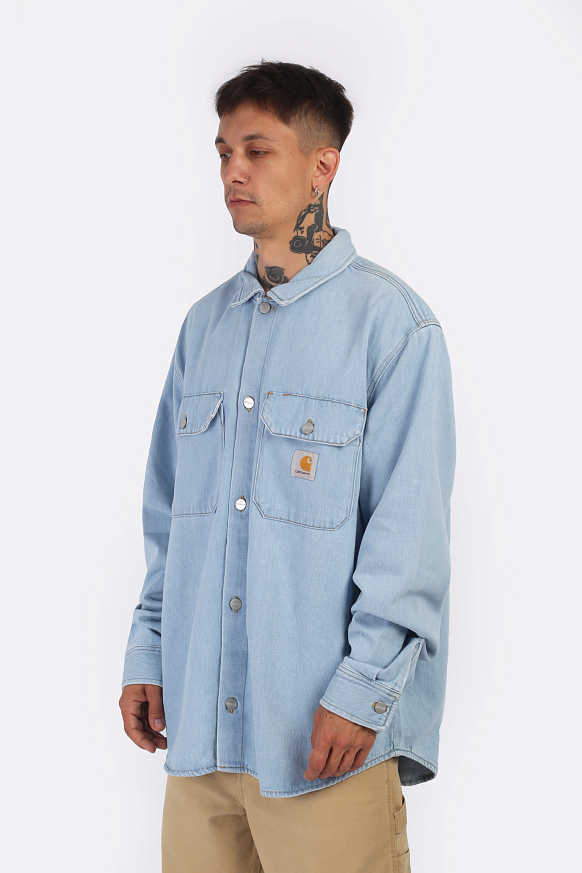 Мужская рубашка Carhartt WIP Harvey Shirt Jac (I033346-blue) - фото 3 картинки