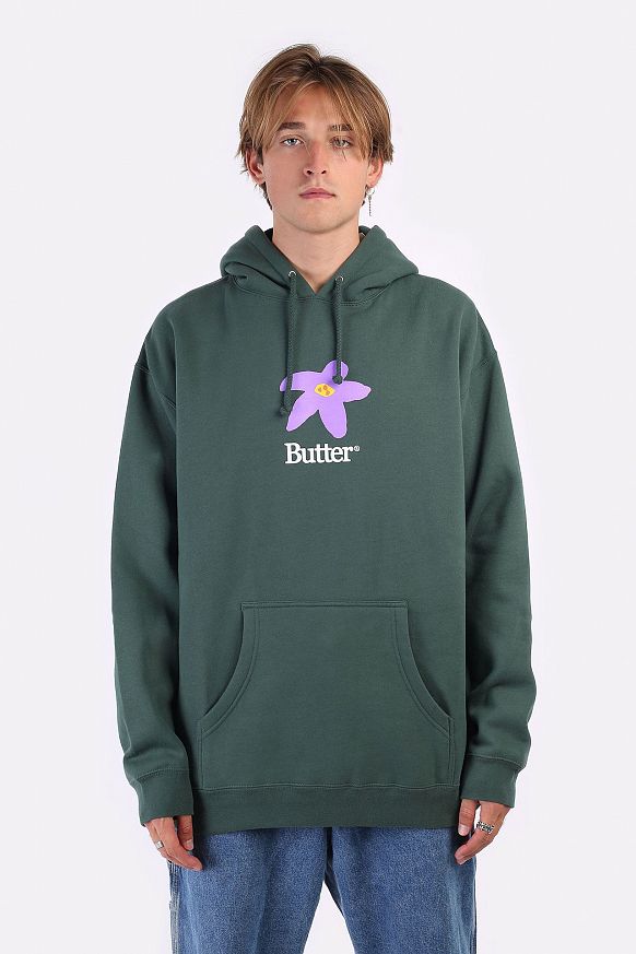 Мужская толстовка Butter Goods Flowers Pullover (FLOWERS-frt green) - фото 3 картинки