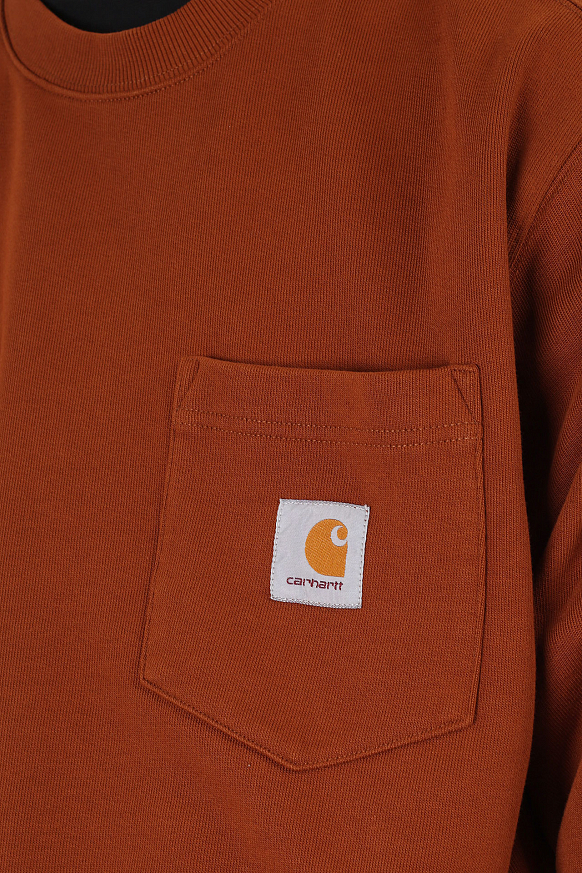 Мужская толстовка Carhartt WIP Pocket Sweat (I027681-brandy) - фото 2 картинки