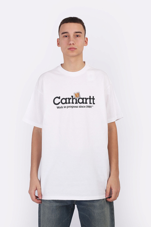 Мужская футболка Carhartt WIP S/S Label Script T-Shirt (I034421-white) - фото 2 картинки