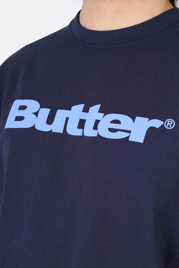 Мужская футболка Butter Goods Wordmark Puff Tee (Wordmark puff-navy) - фото 3 картинки