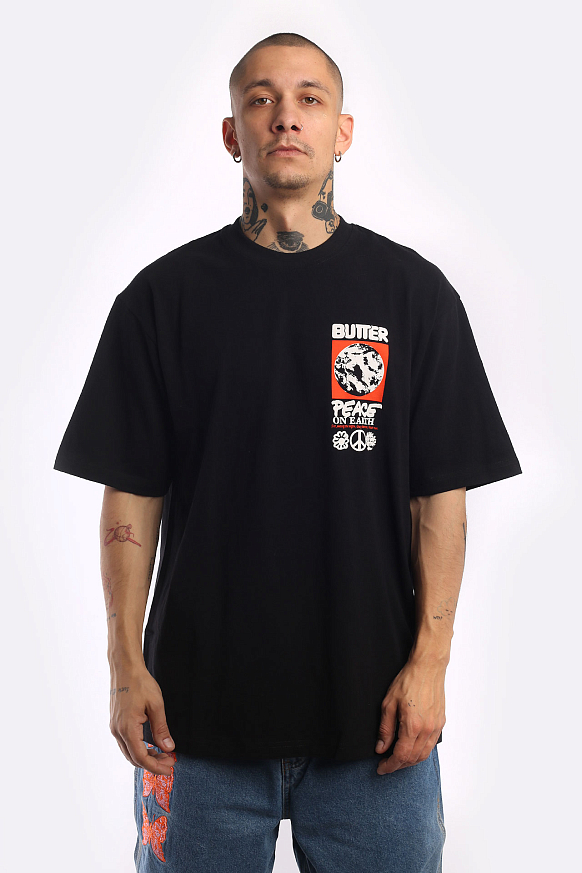 Мужская футболка Butter Goods Peace On Earth Tee (Peace On Earth-black) - фото 2 картинки