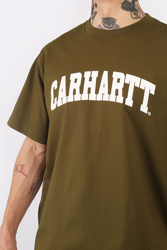 Мужская футболка Carhartt WIP S/S University T-Shirt (I028990-lumber/white) - фото 5 картинки