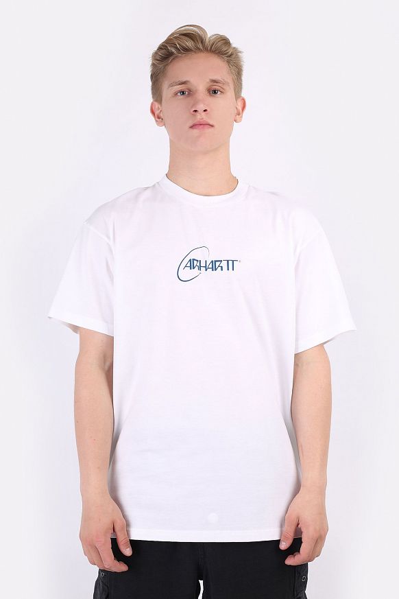 Мужская футболка Carhartt WIP S/S Orbit T-Shirt (I029928-white/blue) - фото 3 картинки