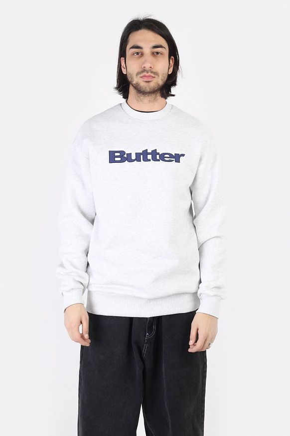Мужская толстовка Butter Goods Crewneck Logo (Crewneck-ash grey) - фото 4 картинки