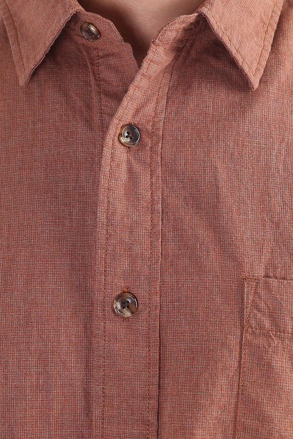 Мужская рубашка FrizmWORKS Checked String Half Shirt (SSST034-orange) - фото 4 картинки