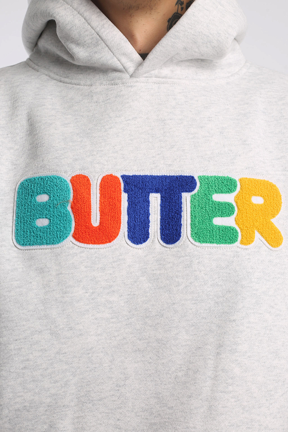 Мужская толстовка Butter Goods Rounded Chenille Applique Pullover Hood (Rounded chenille-ash grey) - фото 3 картинки