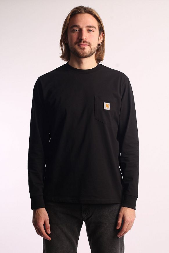 Мужской лонгслив Carhartt WIP L/S Pocket T-Shirt (I030437-black)