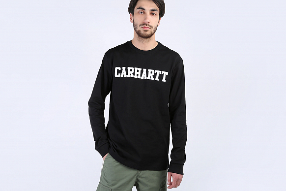 Мужской лонгслив Carhartt WIP L/S College T-Shirt (I024805-blk/whit)
