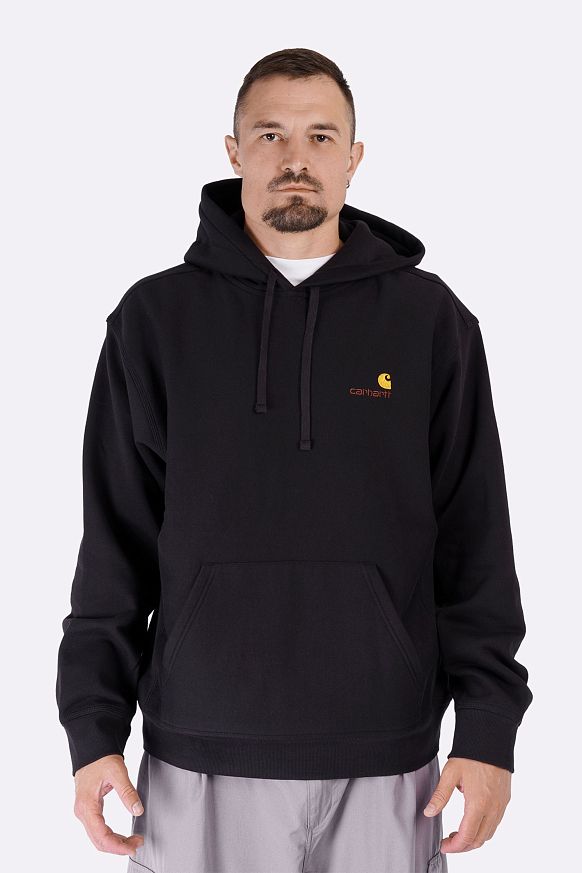 Мужская толстовка Carhartt WIP Hooded American Script Sweat (I028279-black) - фото 2 картинки