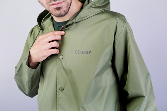 Мужская куртка Stussy Tony Long Hooded Coach Jacket (115352-olive) - фото 4 картинки