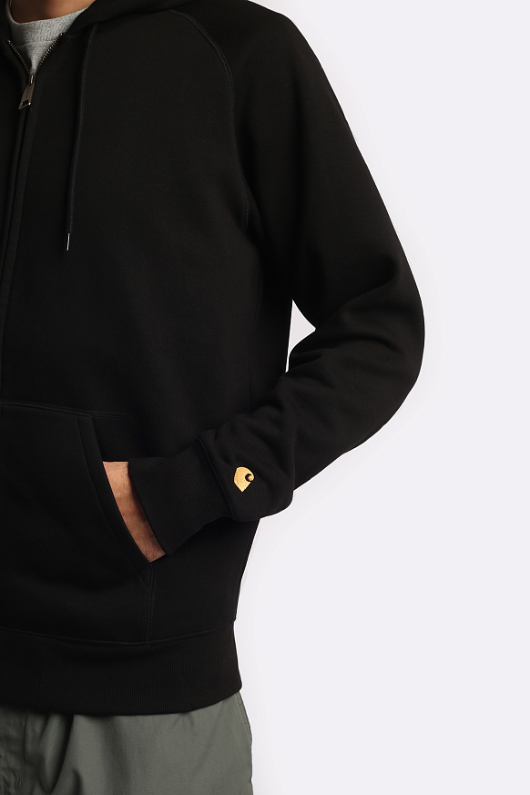 Мужская толстовка Carhartt WIP Hooded Chase Jacket (I026385-black/gold) - фото 6 картинки