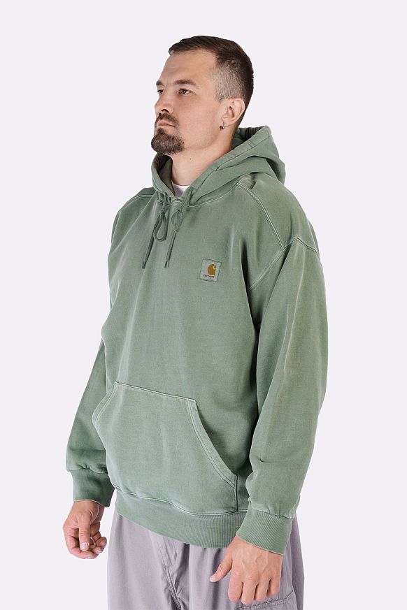 Мужская толстовка Carhartt WIP Hooded Nelson Sweat (I029963-park garm dyd) - фото 3 картинки