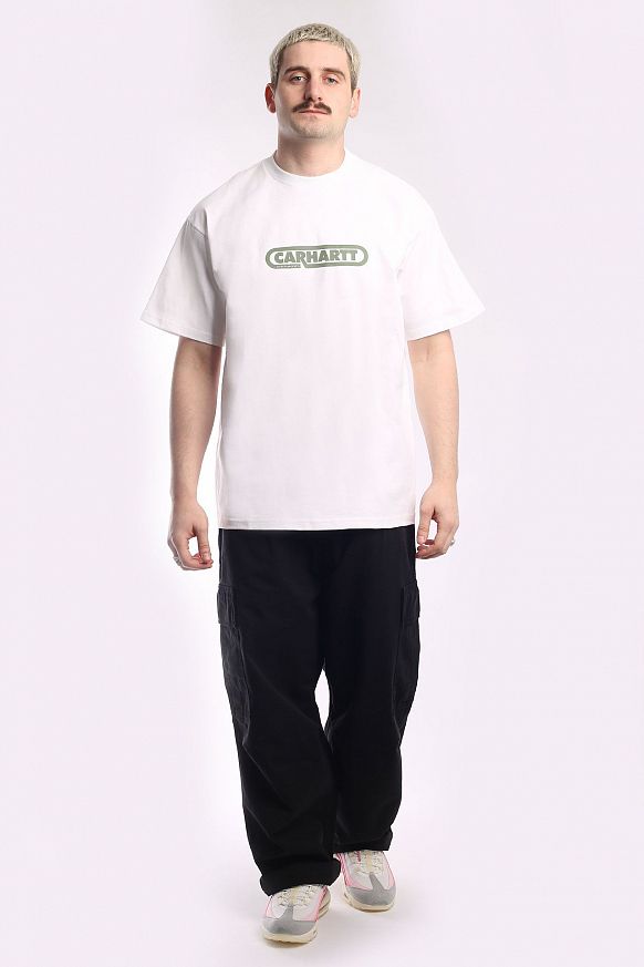 Мужская футболка Carhartt WIP S/S Fuse Script T-Shirt (I031766-wht/dlr green) - фото 5 картинки