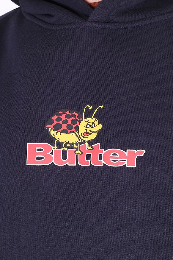 Мужская толстовка Butter Goods Bug Logo Pullover (Bug Logo Hood Navy) - фото 2 картинки