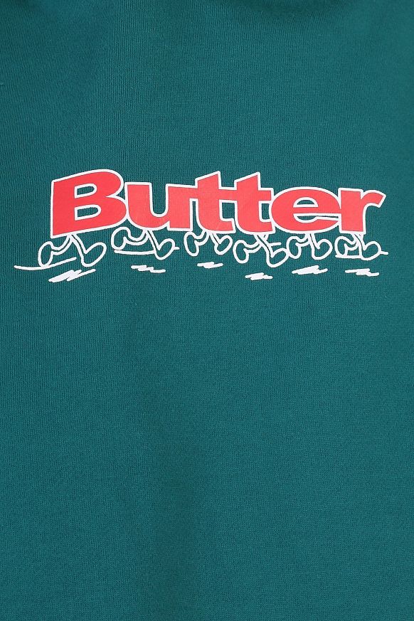 Мужская толстовка Butter Goods Running Logo Pullover Hood (Running Logo-pine green) - фото 2 картинки