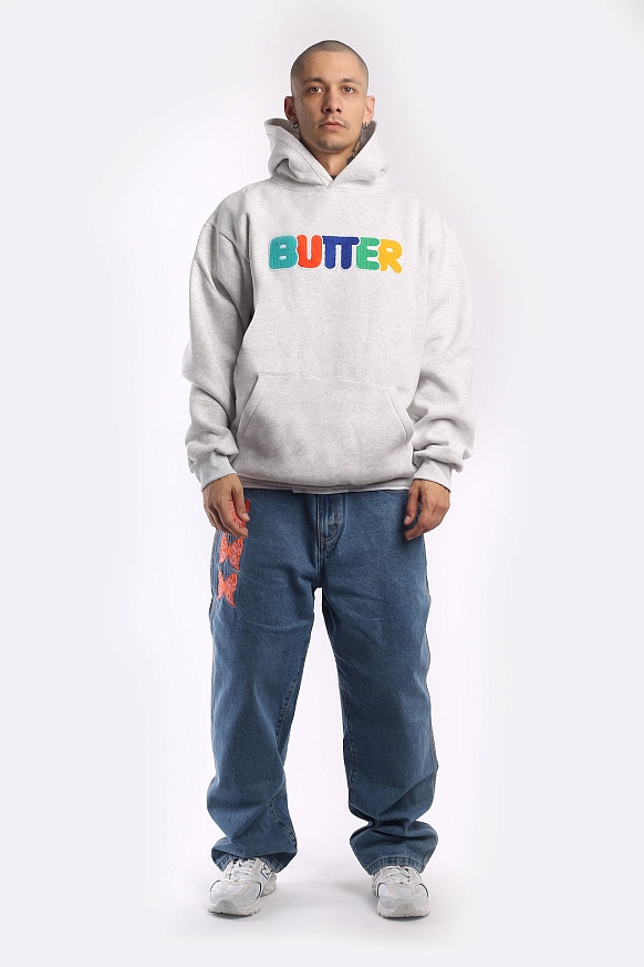 Мужская толстовка Butter Goods Rounded Chenille Applique Pullover Hood (Rounded chenille-ash grey) - фото 7 картинки